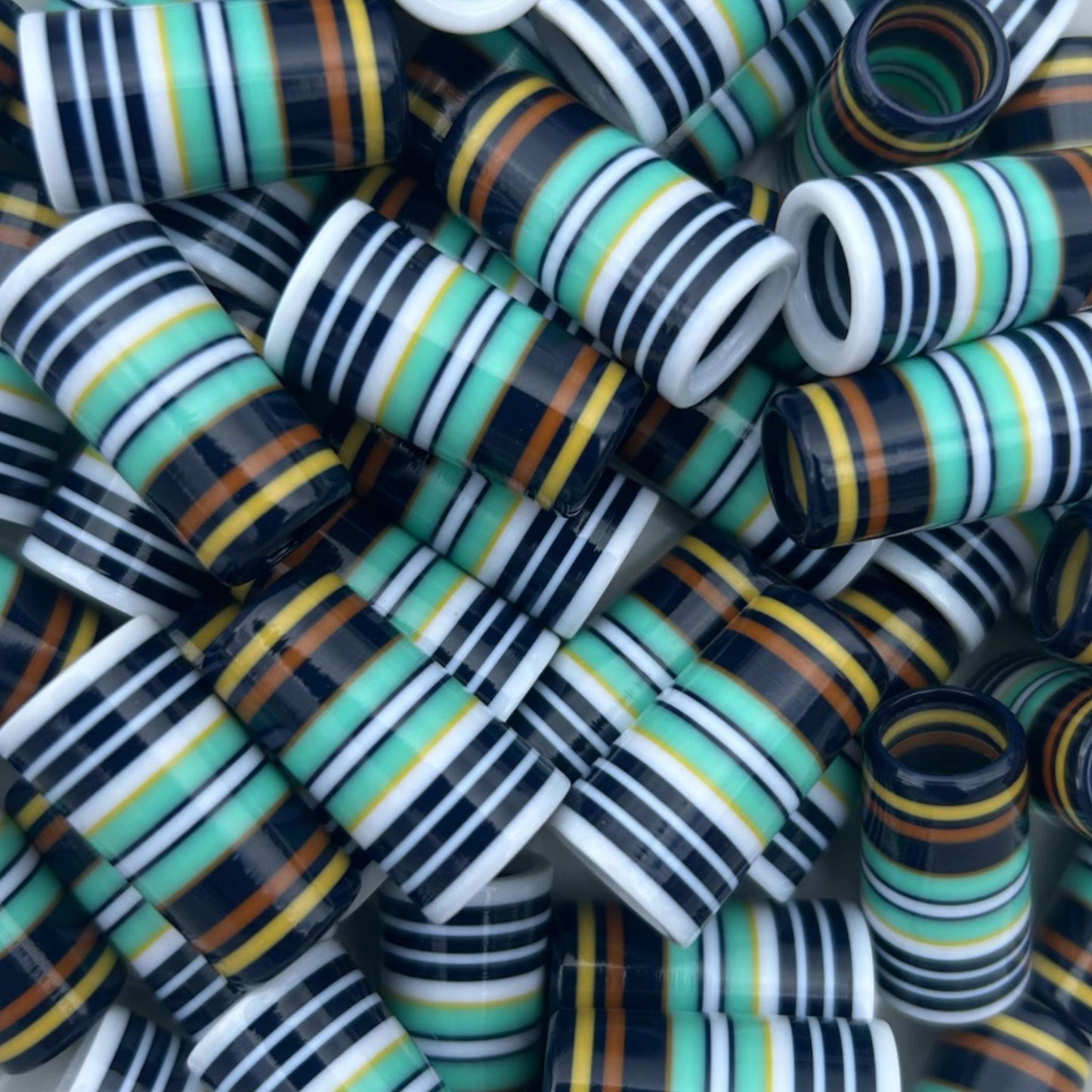 Navy, White, Mint Green, Yellow, and Brown 3D-printed golf ferrules