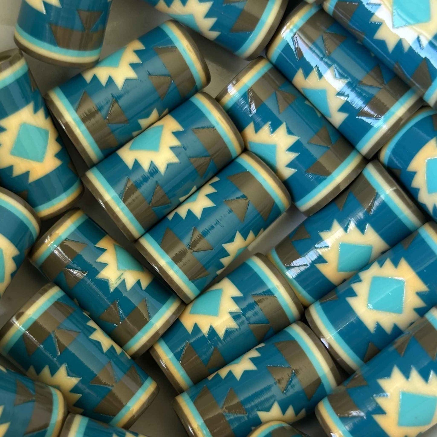 brown, blue, and yellow southwest-patterned golf ferrules