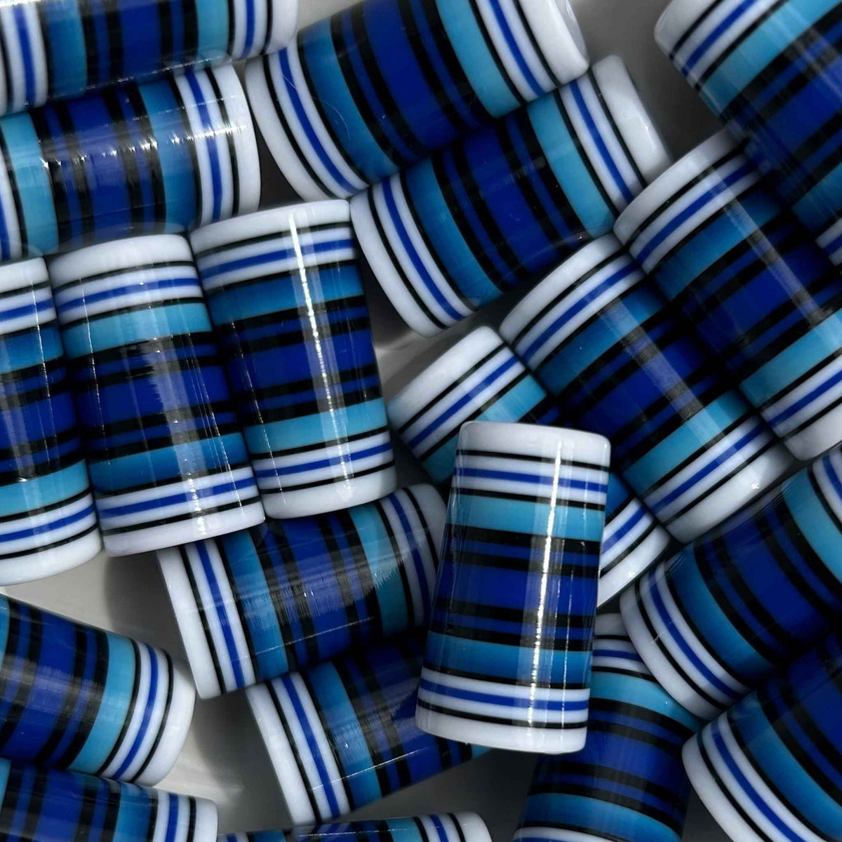 Blue ombre golf ferrules with white and black accents.
