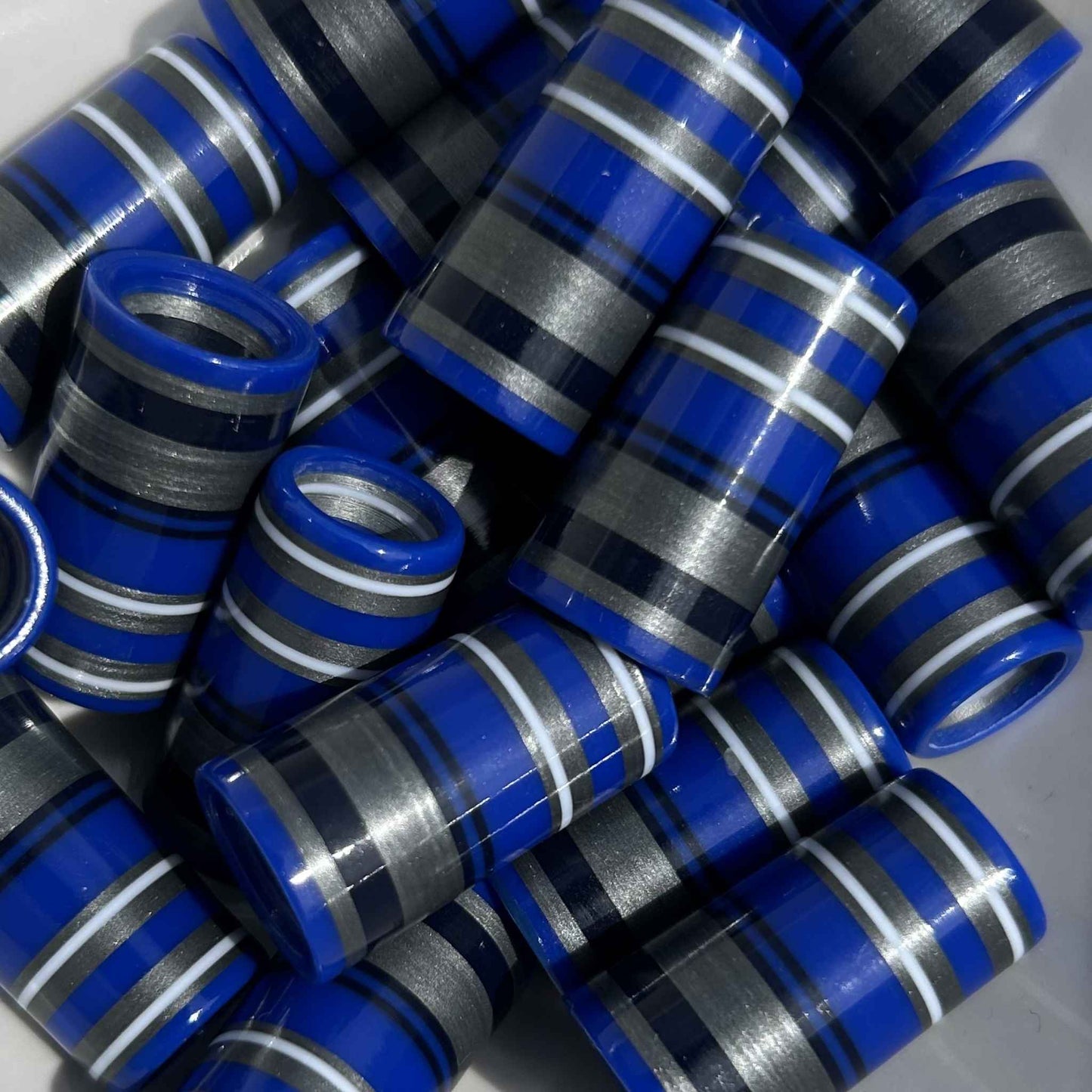 blue, navy, white, and silver golf ferrules