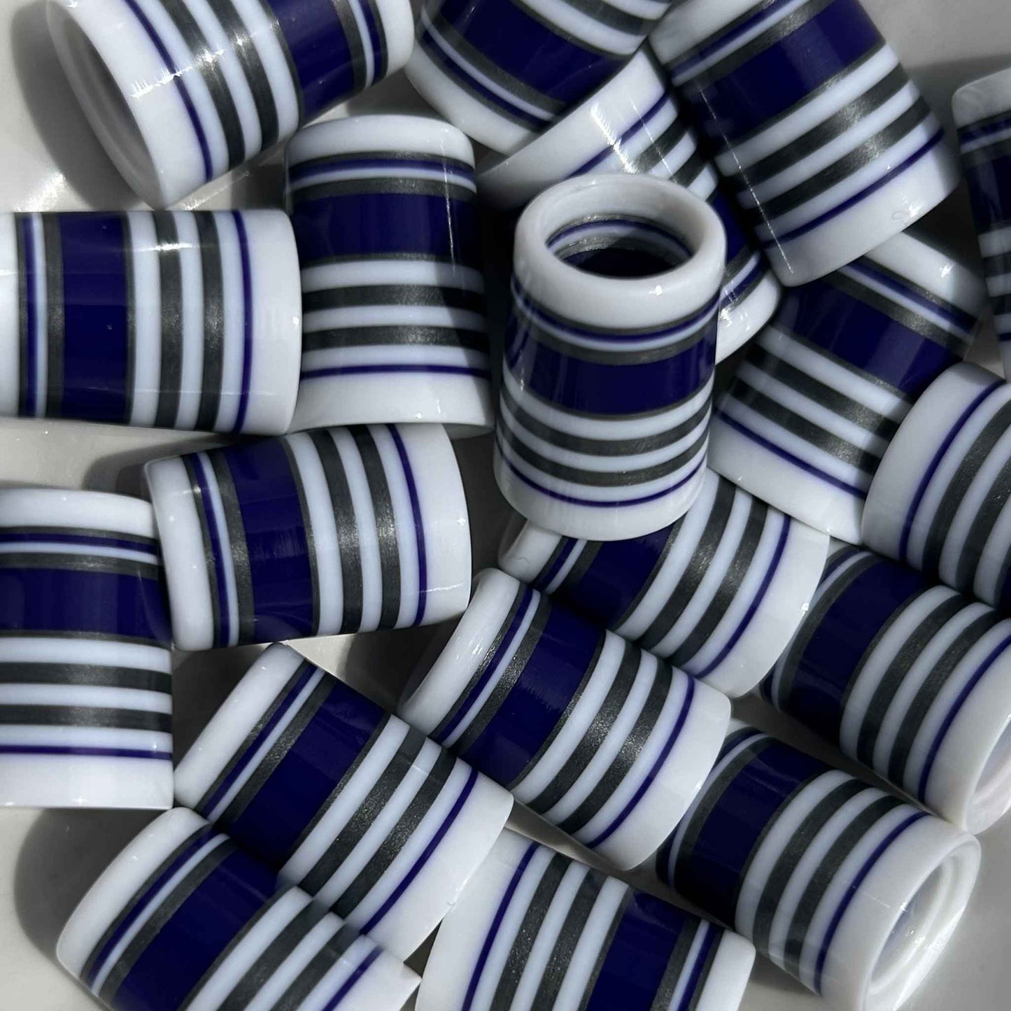 blue, white, silver striped 3D-printed golf ferrules