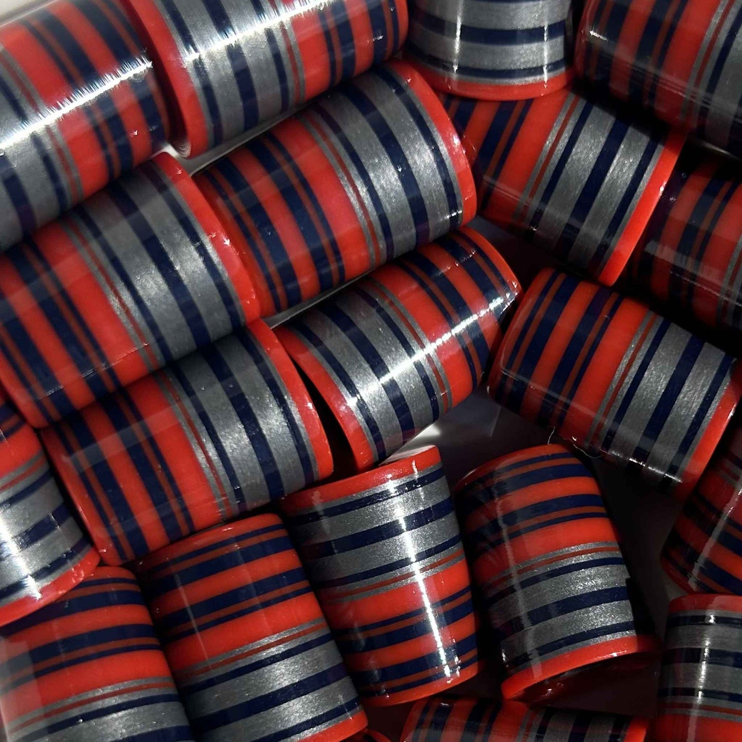 red, navy, and silver golf ferrules