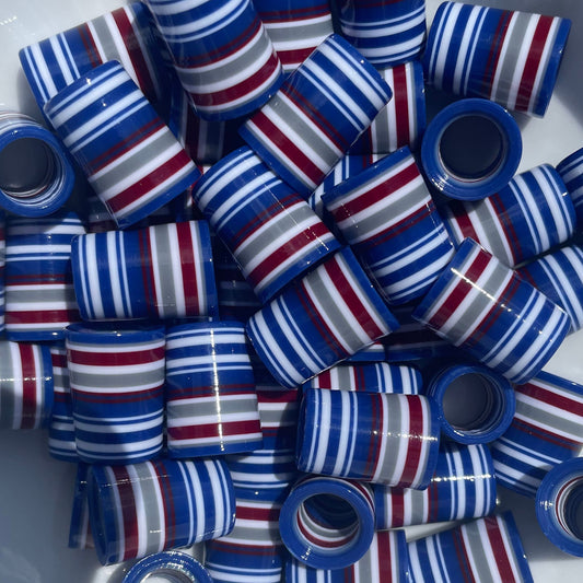 golf ferrules colored in red white and blue color scheme