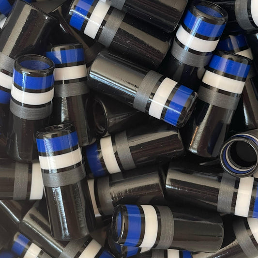 black white silver and blue custom golf ferrules