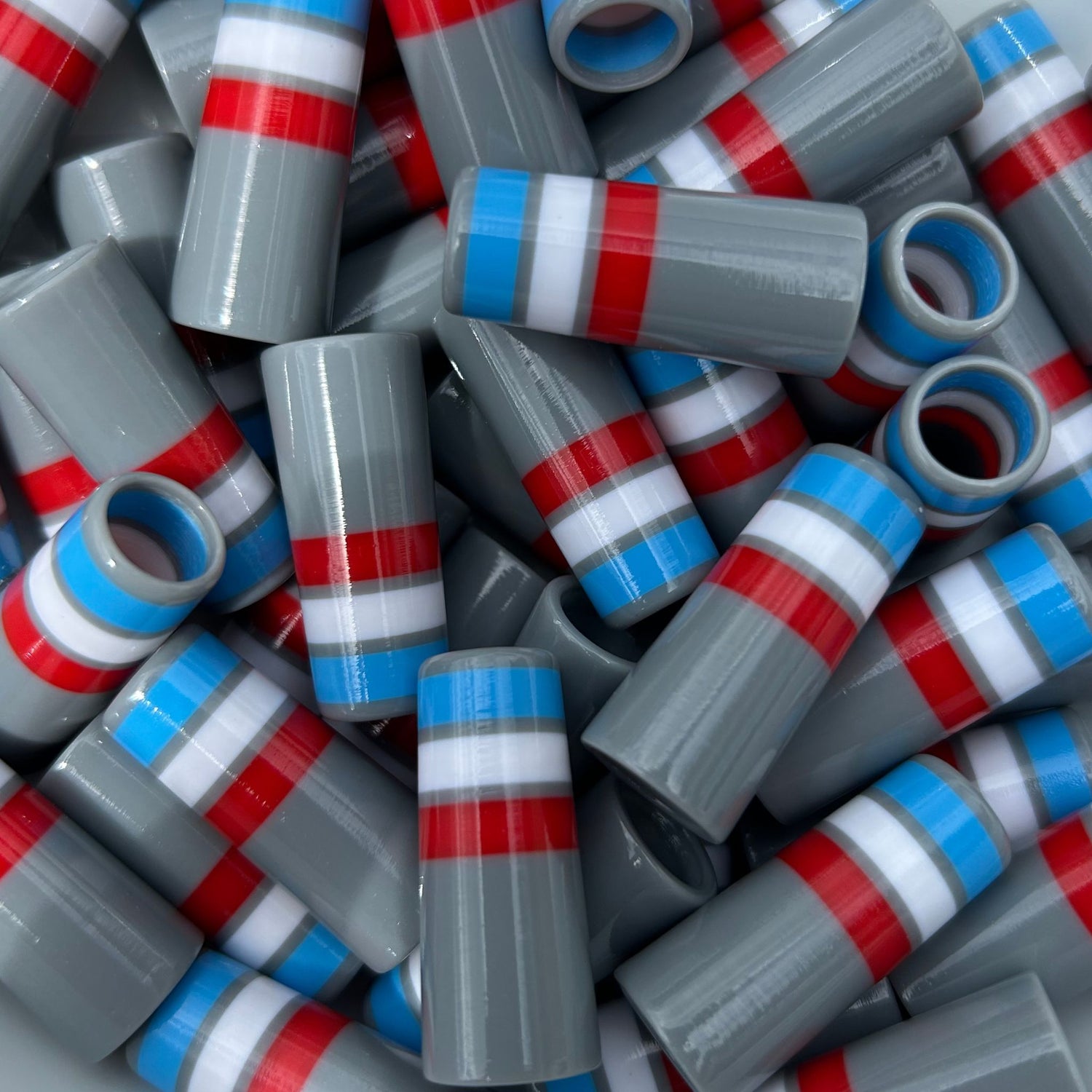 gray, red, white, and blue custom golf ferrules