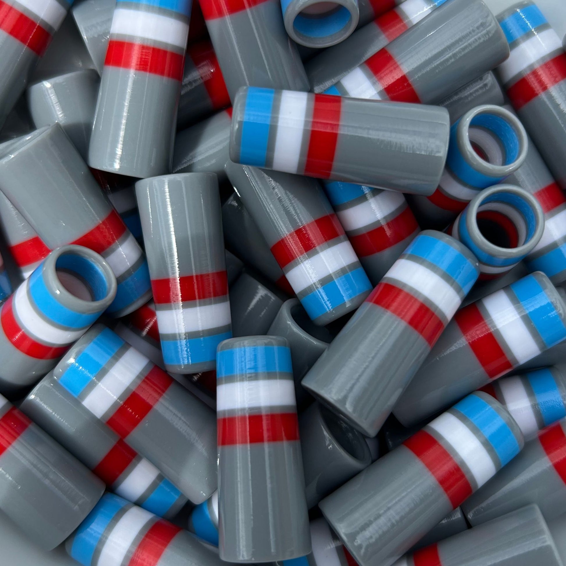 gray, red, white, and blue custom golf ferrules