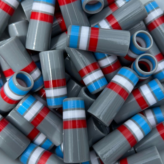 gray, red, white, and blue custom golf ferrules