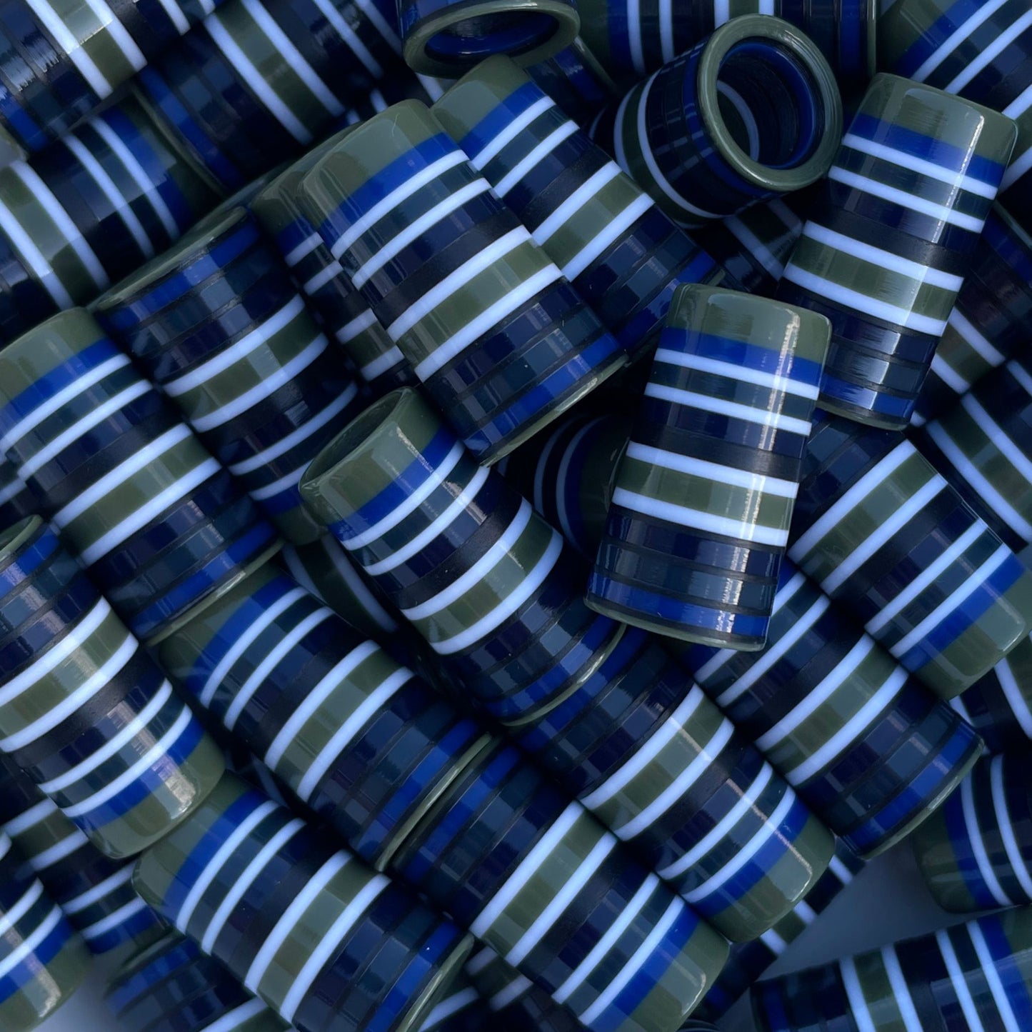golf ferrules with Army Green, Black, White, Navy Blue, Royal Blue, and Gray stripes