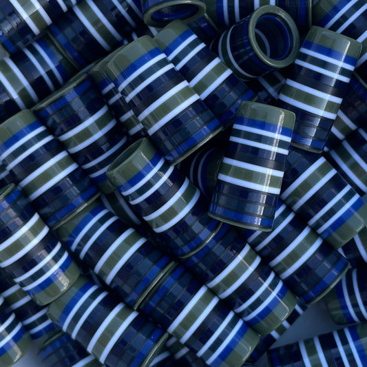 golf ferrules with Army Green, Black, White, Navy Blue, Royal Blue, and Gray stripes