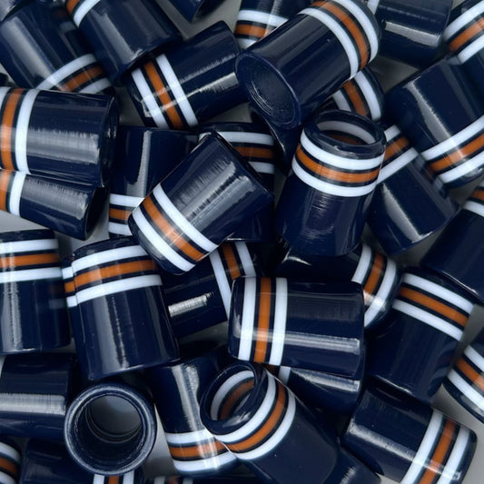 Navy, white, and orange 3D-printed custom golf ferrules