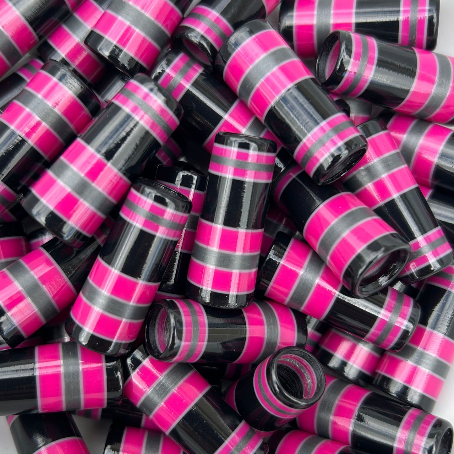 black, pink, silver, and white 3d printed custom golf ferrules