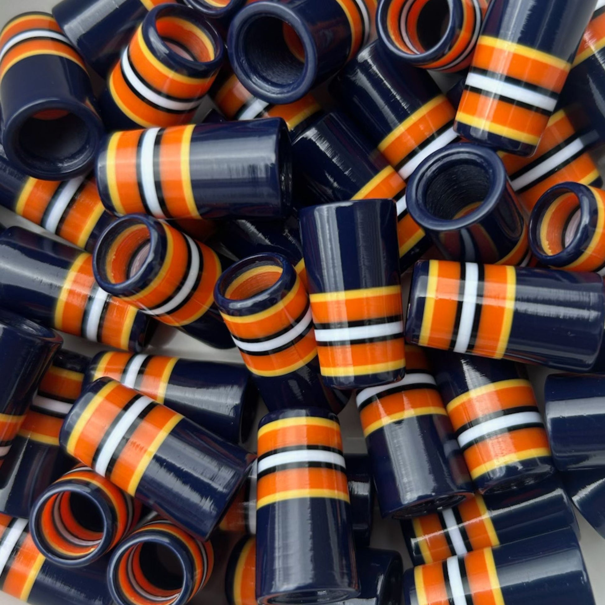 Navy, Orange, Yellow, White, and Black 3D-printed golf ferrules