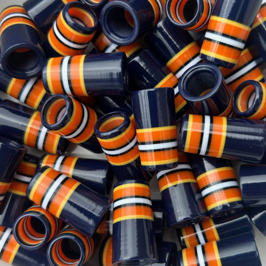 Navy, Orange, Yellow, White, and Black 3D-printed golf ferrules