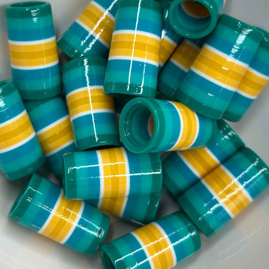 Pile of Green, Teal, Blue, White, and Yellow 1-inch Custom Golf Ferrules