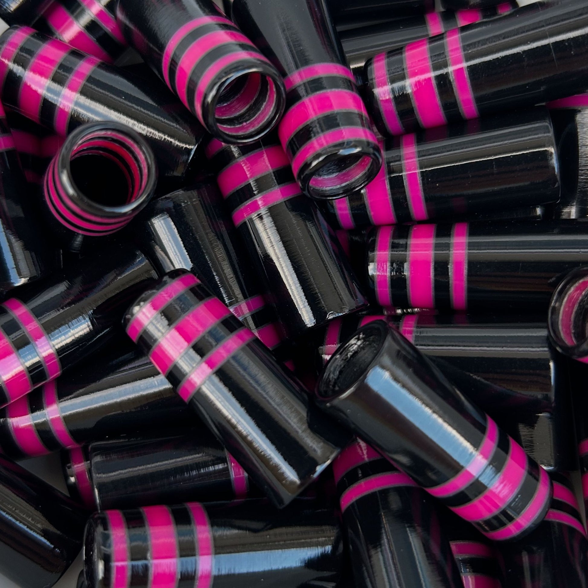 black, pink, and silver custom golf ferrules