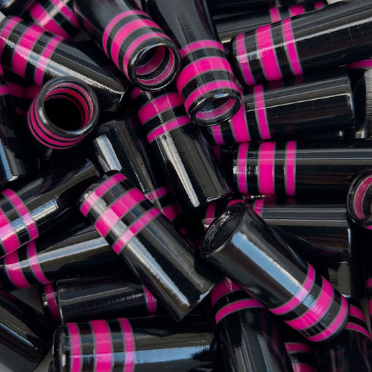 black, pink, and silver custom golf ferrules