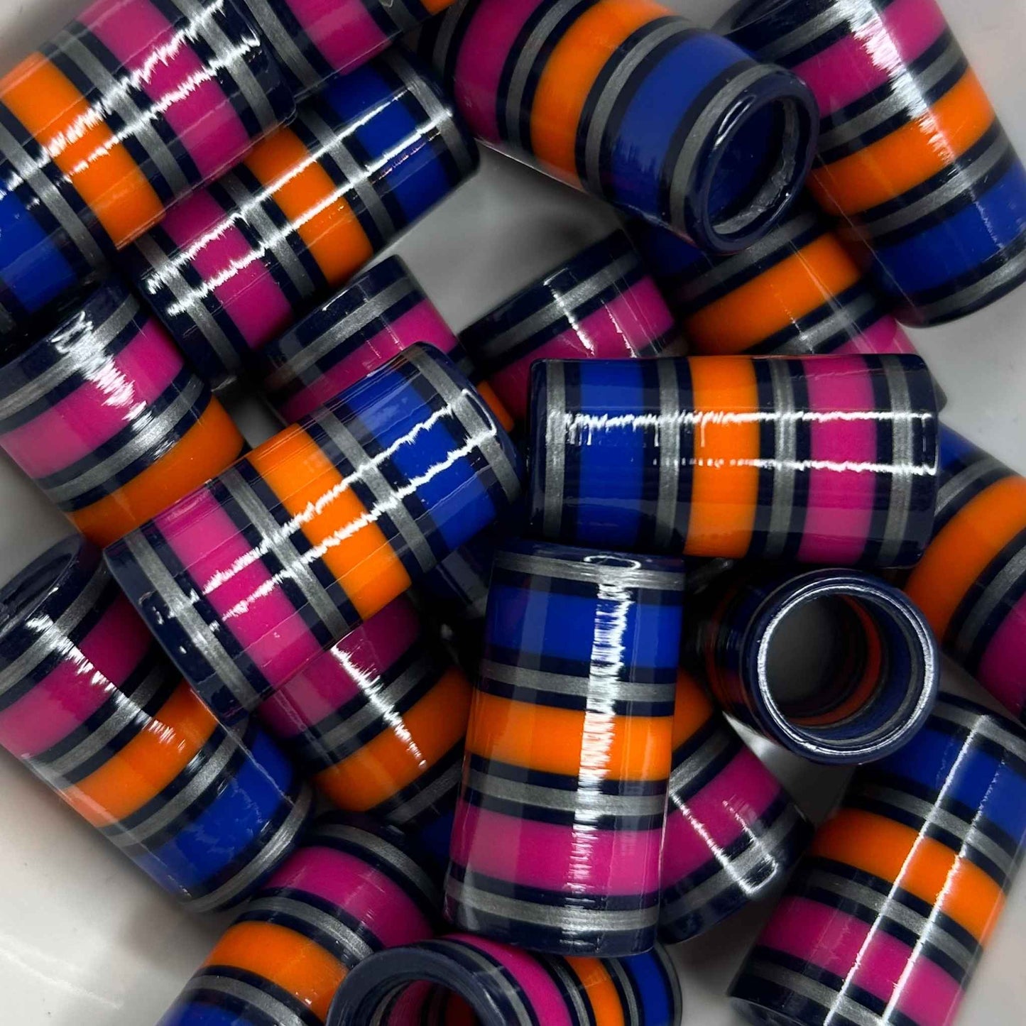 Navy, Silver, Pink, Orange, and Blue Striped Custom Golf Ferrules