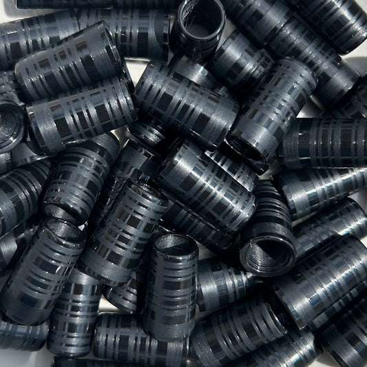Black plastic golf ferrules, half glossy, half matte