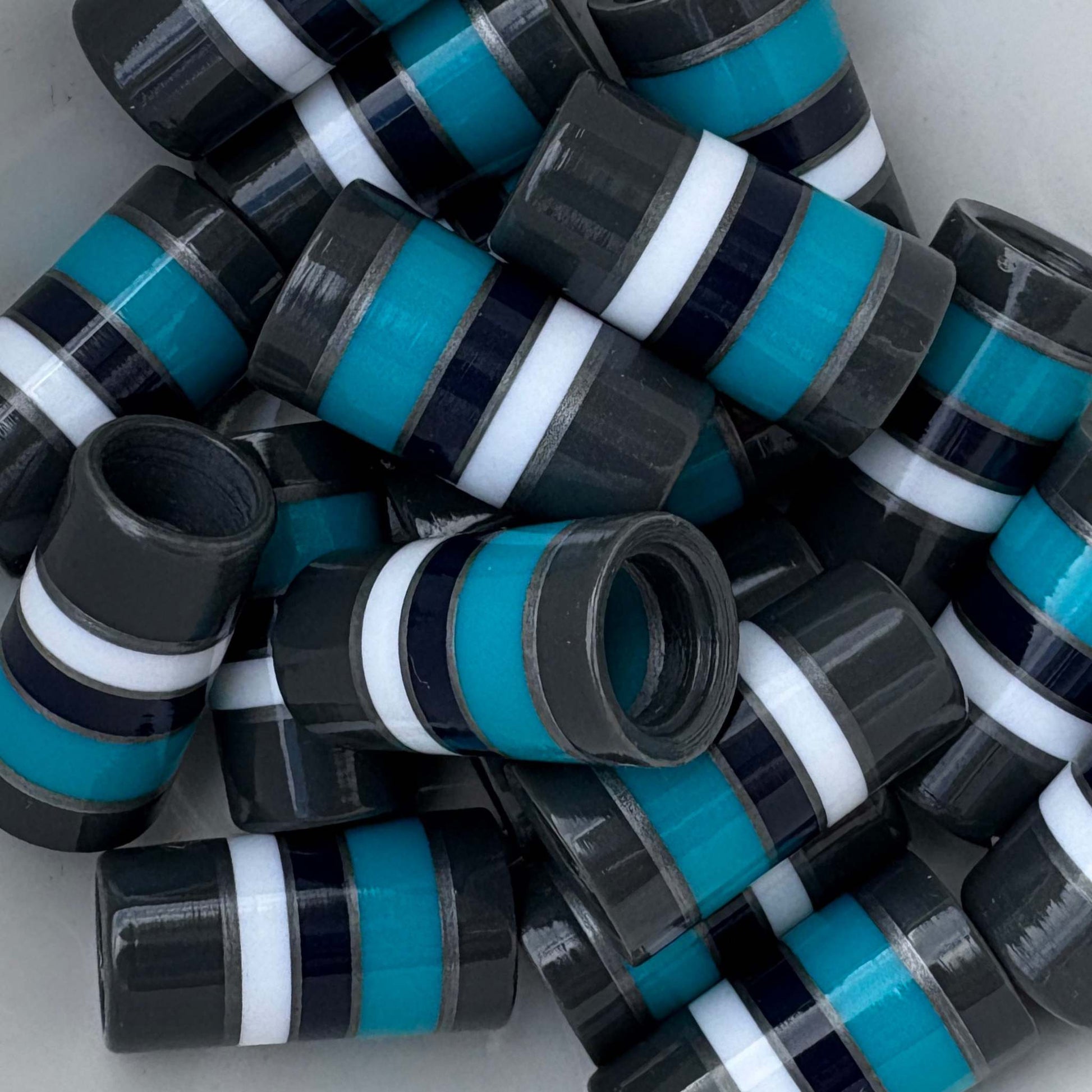 Gray, White, Navy Blue, Teal, and Silver 3D-Printed Golf Ferrules