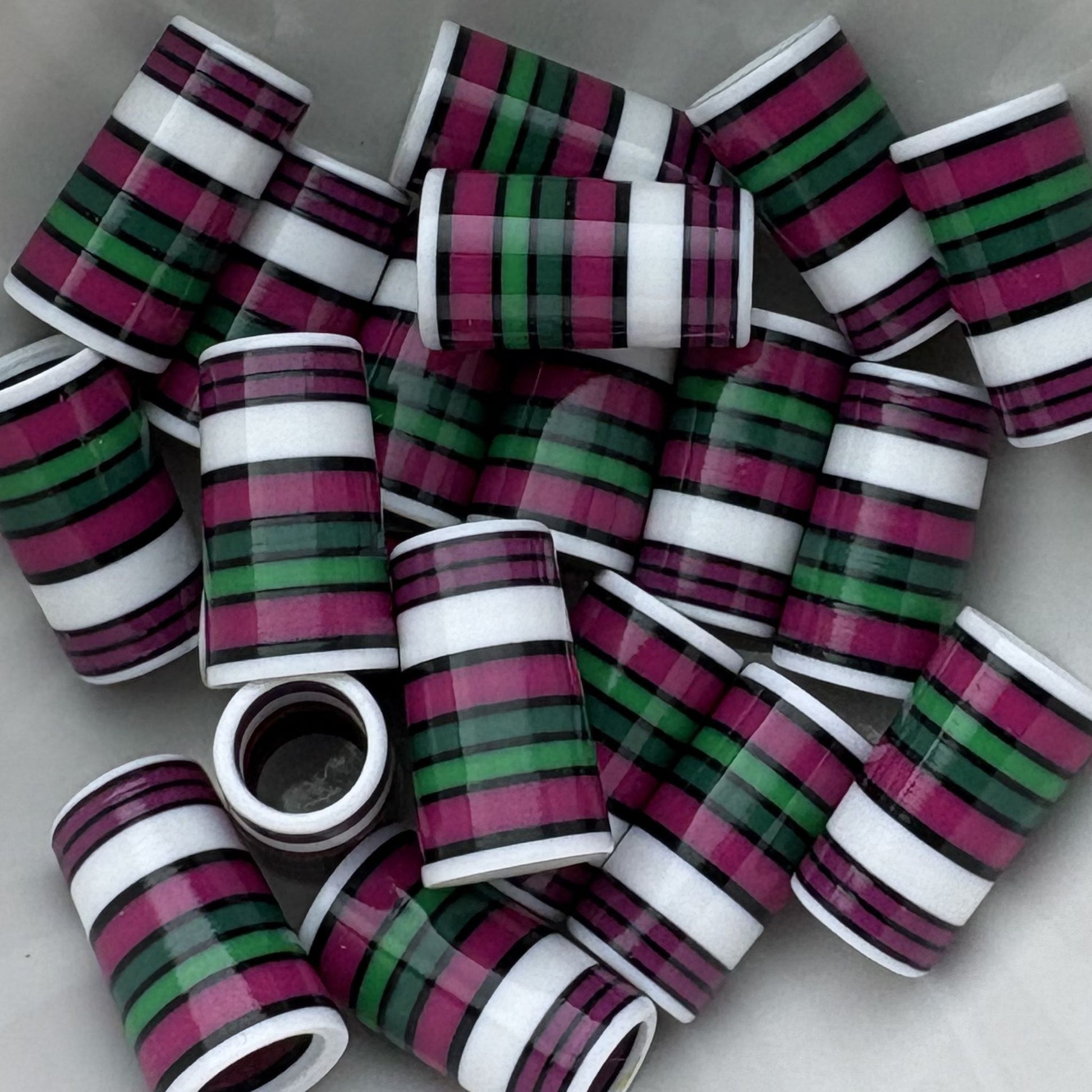 magenta, green, and white custom golf ferrules