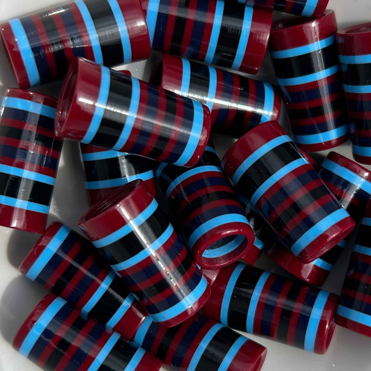 Red, black, navy, and light blue golf ferrules.