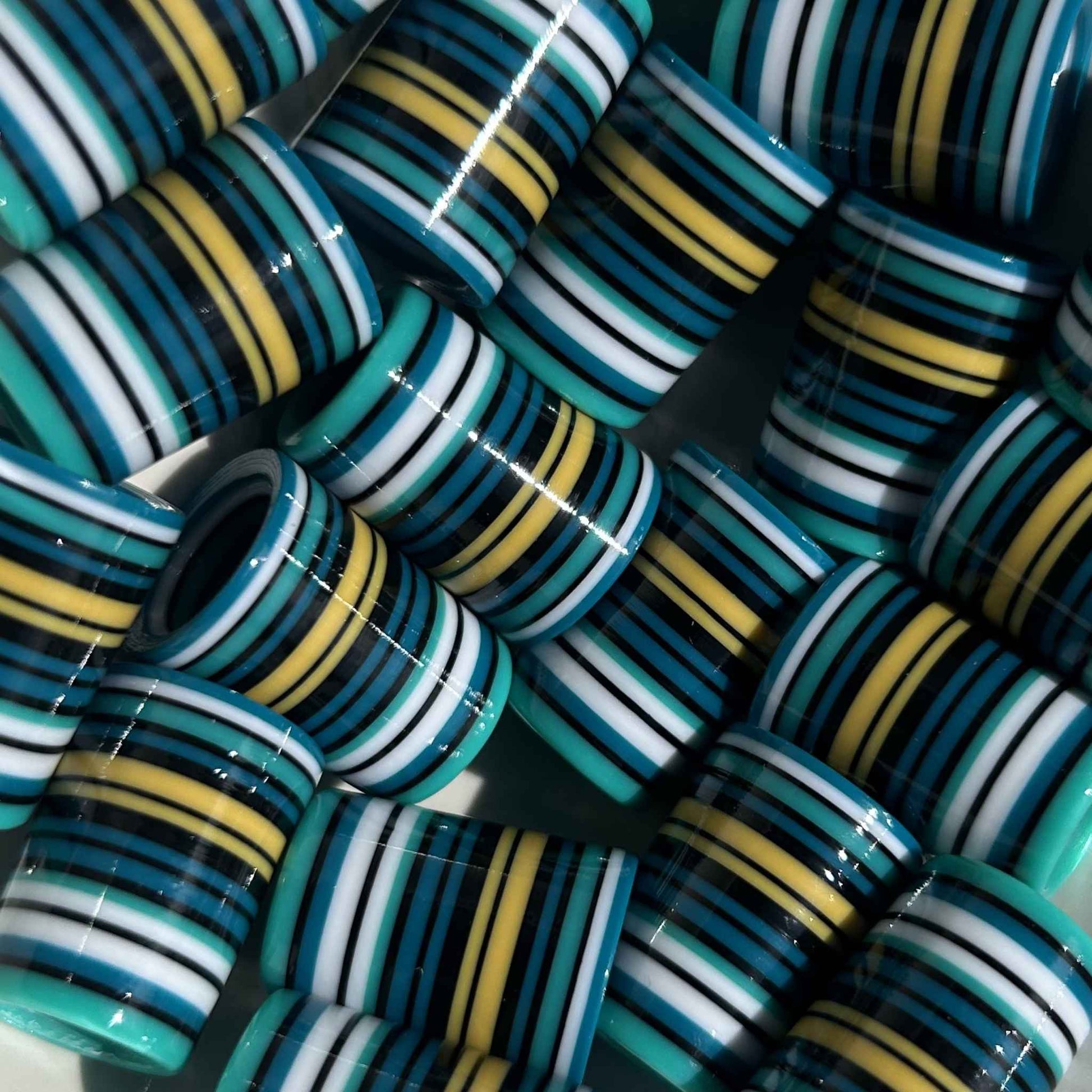 teal, blue, yellow golf ferrules