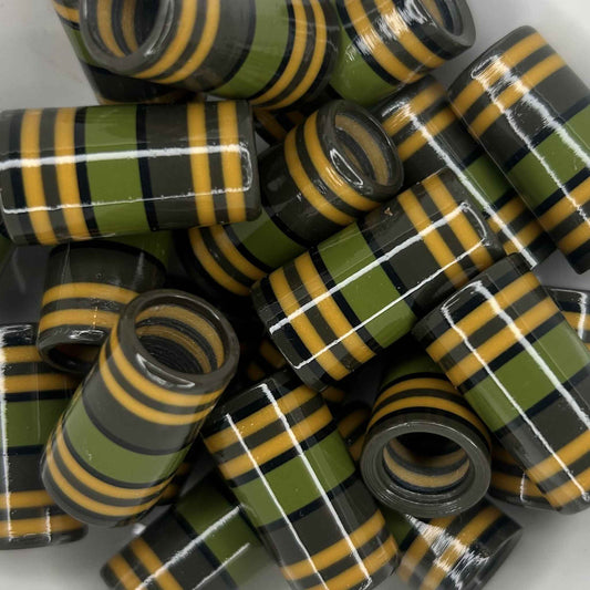 green, gray, gold, and black striped golf ferrules