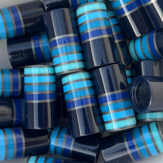 blue golf ferrules with silver stripes