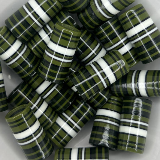 olive green, light green, dark, green, black, and white 3d-printed golf ferrules