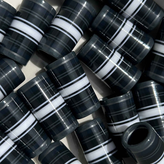 dark gray, blue gray, silver, white, and black 3D-printed golf ferrules
