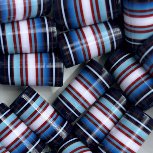 Red, white, and blue golf ferrules with black accents.