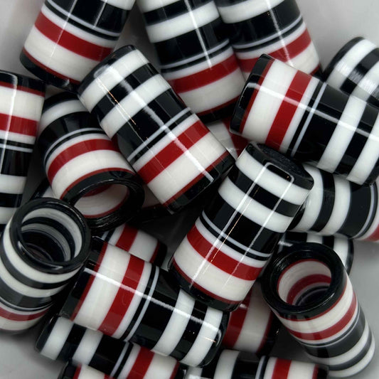 red, black, and white custom 3D-printed golf ferrules