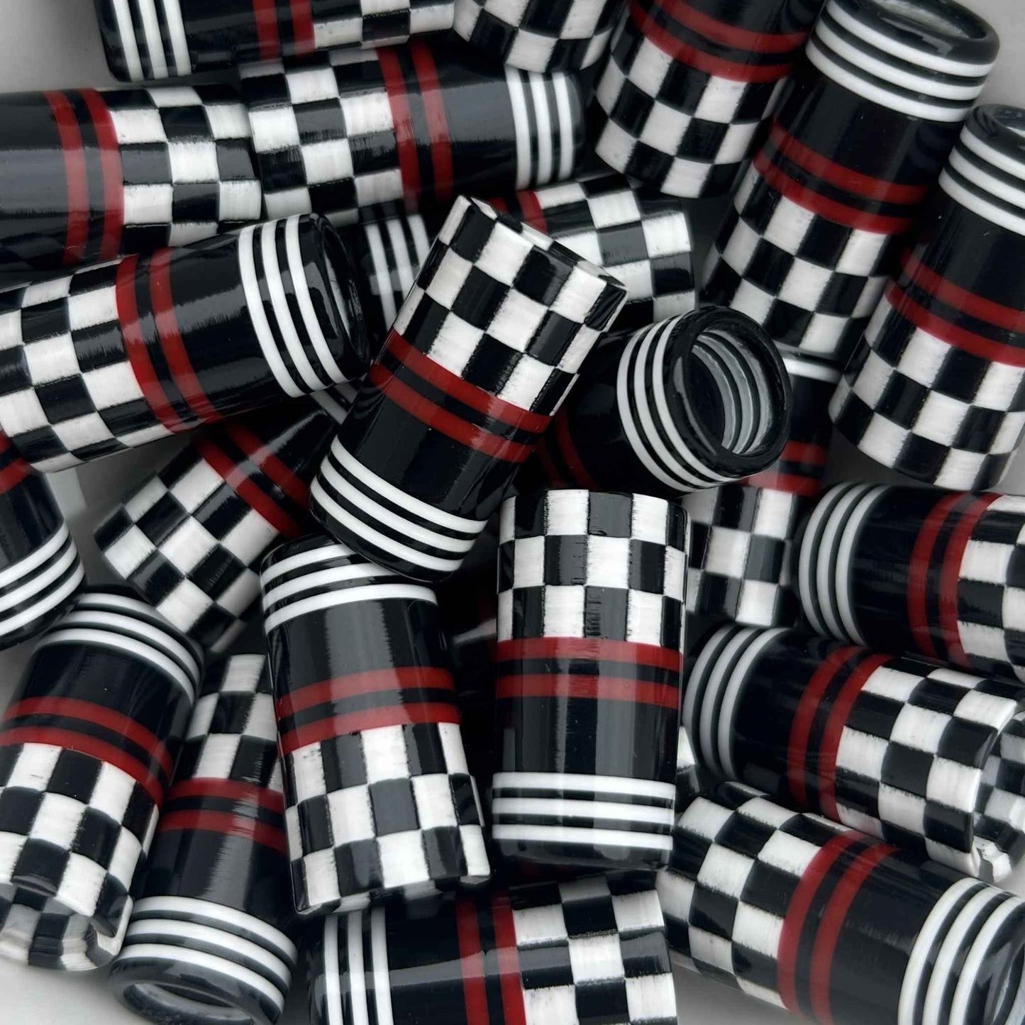 black white and red checkered golf ferrules