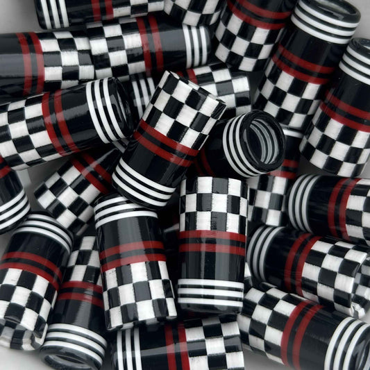 black white and red checkered golf ferrules