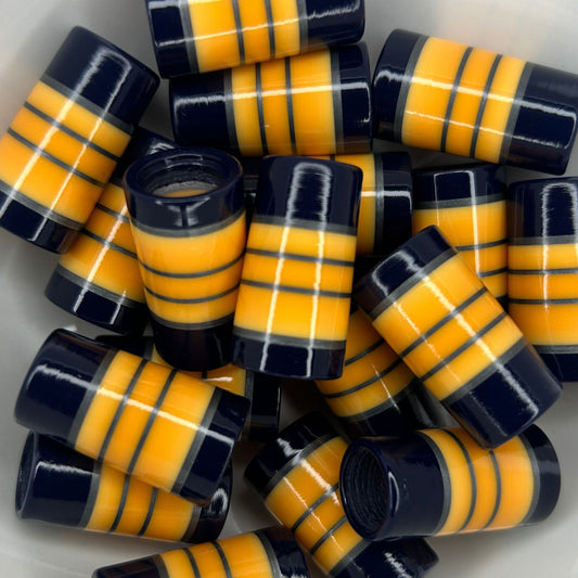 navy, yellow-orange ombre golf ferrules with a touch of silver