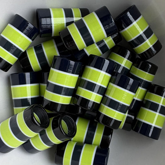 deep blue, lime, and white golf ferrules