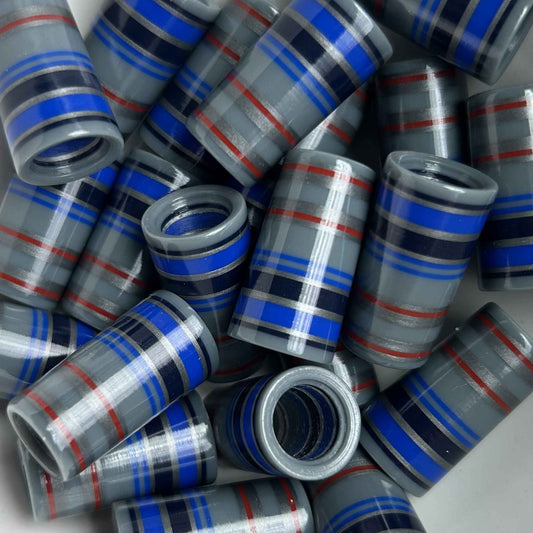 gray, blue, navy, red, and silver patriotic golf ferrules