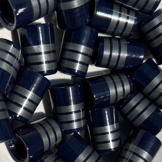 navy and silver 3D-printed golf ferrules with three thick stripes